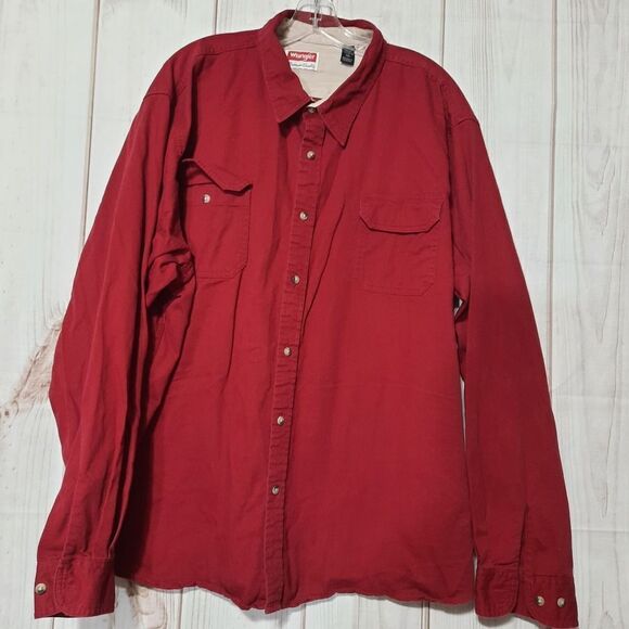 Wranglers Shirt Men's 3xl Casual Long Sleeve Button Down Long Sleeve Red - Picture 1 of 9